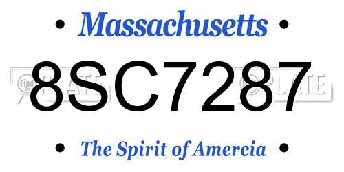 8SC7287 Massachusetts License Plate