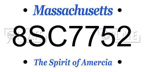 8SC7752 Massachusetts License Plate