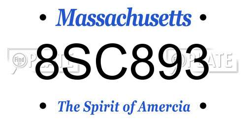 8SC893 Massachusetts License Plate