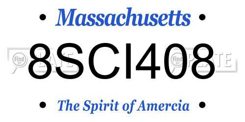8SCI408 Massachusetts License Plate