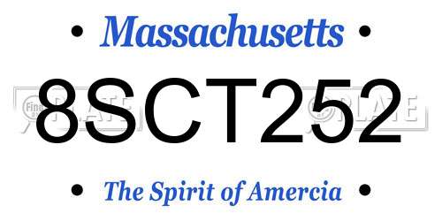 8SCT252 Massachusetts License Plate