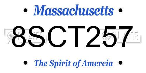 8SCT257 Massachusetts License Plate