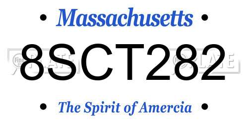 8SCT282 Massachusetts License Plate