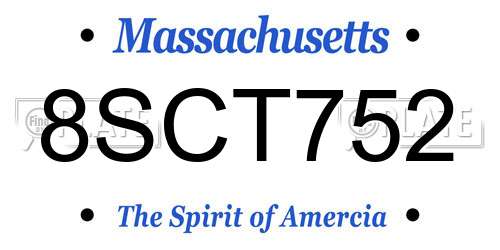 8SCT752 Massachusetts License Plate