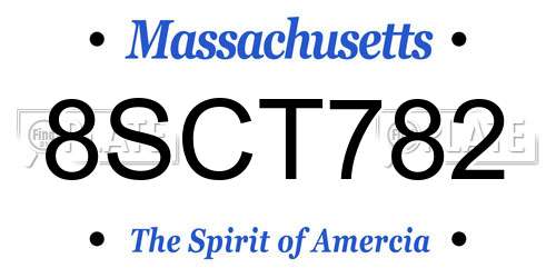8SCT782 Massachusetts License Plate