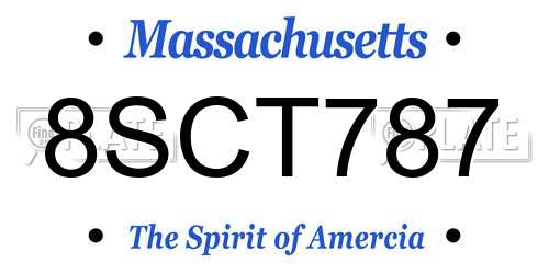 8SCT787 Massachusetts License Plate