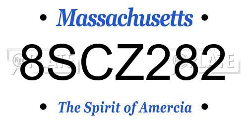 8SCZ282 Massachusetts License Plate
