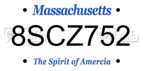8SCZ752 Massachusetts License Plate