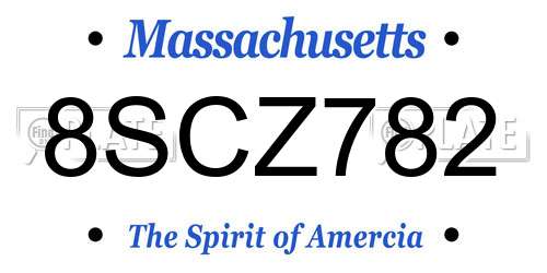 8SCZ782 Massachusetts License Plate