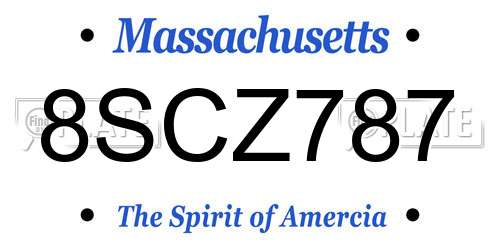 8SCZ787 Massachusetts License Plate