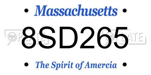 8SD265 Massachusetts License Plate