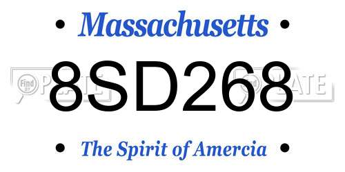 8SD268 Massachusetts License Plate