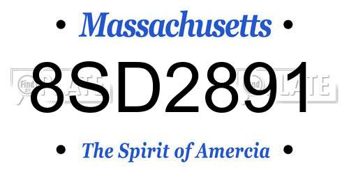 8SD2891 Massachusetts License Plate