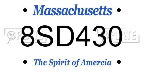 8SD430 Massachusetts License Plate