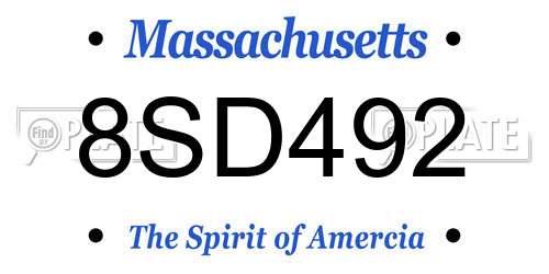 8SD492 Massachusetts License Plate