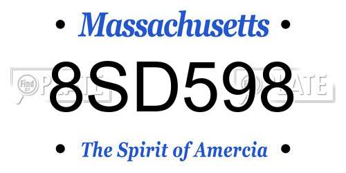 8SD598 Massachusetts License Plate