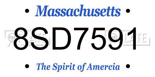 8SD7591 Massachusetts License Plate