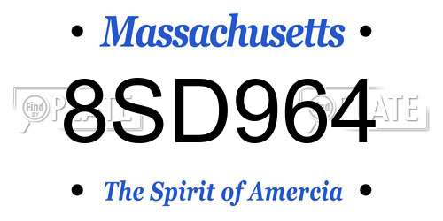 8SD964 Massachusetts License Plate