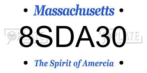 8SDA30 Massachusetts License Plate