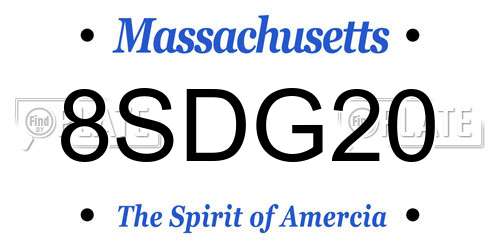 8SDG20 Massachusetts License Plate