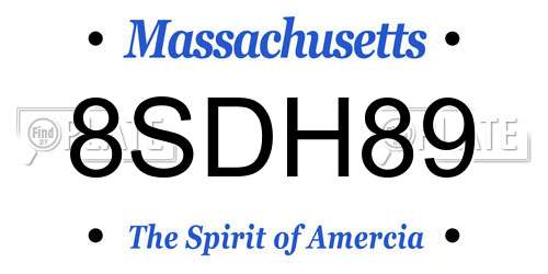 8SDH89 Massachusetts License Plate