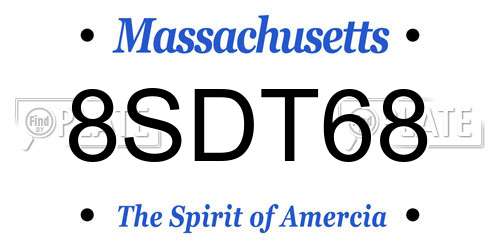 8SDT68 Massachusetts License Plate