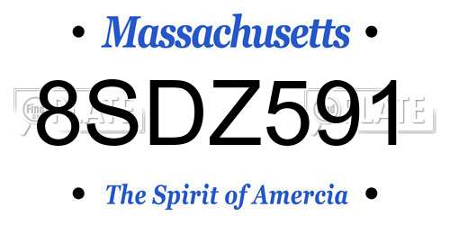 8SDZ591 Massachusetts License Plate