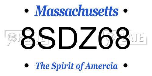 8SDZ68 Massachusetts License Plate