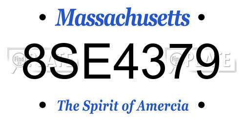8SE4379 Massachusetts License Plate