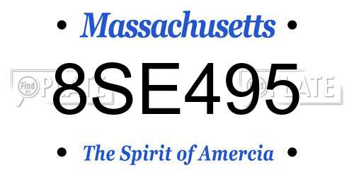 8SE495 Massachusetts License Plate