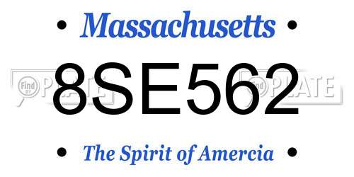 8SE562 Massachusetts License Plate