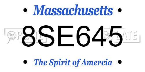 8SE645 Massachusetts License Plate
