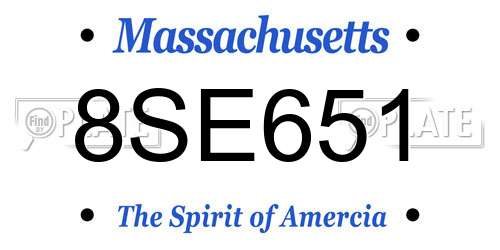 8SE651 Massachusetts License Plate