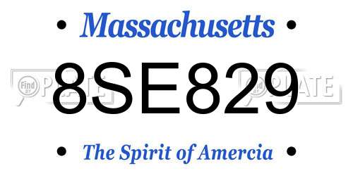 8SE829 Massachusetts License Plate