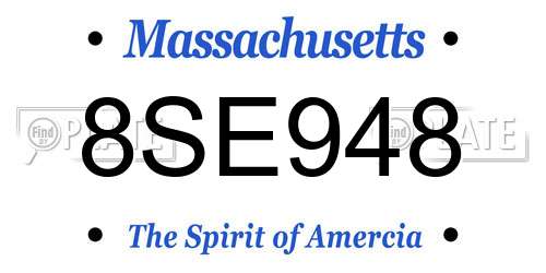 8SE948 Massachusetts License Plate
