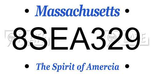 8SEA329 Massachusetts License Plate