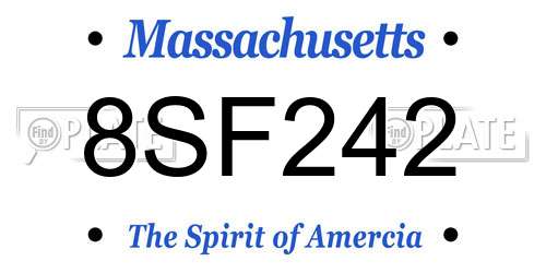 8SF242 Massachusetts License Plate