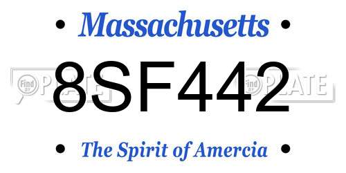 8SF442 Massachusetts License Plate