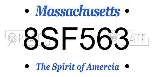 8SF563 Massachusetts License Plate