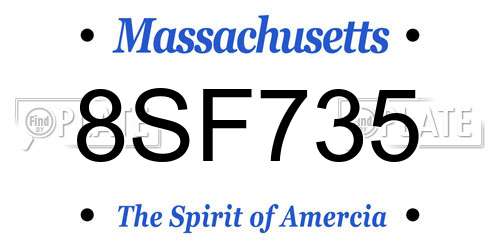 8SF735 Massachusetts License Plate