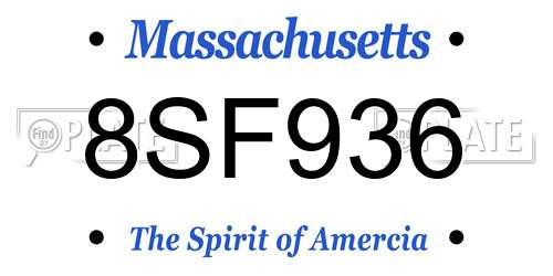 8SF936 Massachusetts License Plate