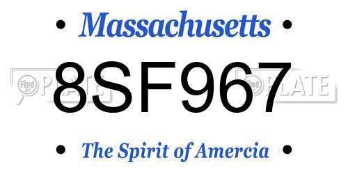 8SF967 Massachusetts License Plate
