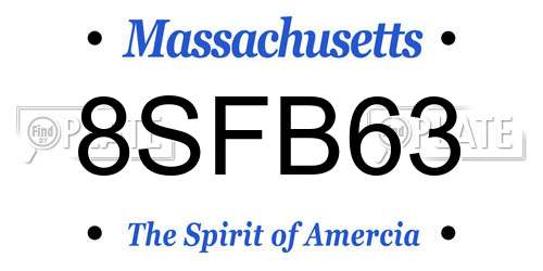 8SFB63 Massachusetts License Plate