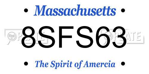 8SFS63 Massachusetts License Plate