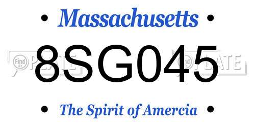 8SG045 Massachusetts License Plate