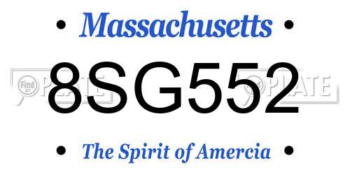 8SG552 Massachusetts License Plate