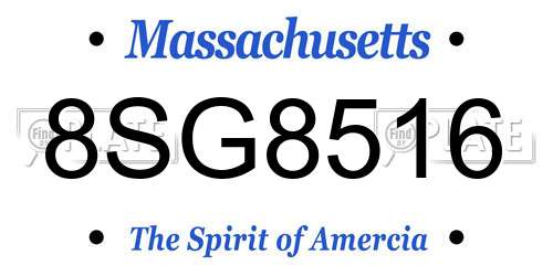8SG8516 Massachusetts License Plate