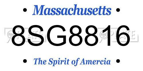 8SG8816 Massachusetts License Plate
