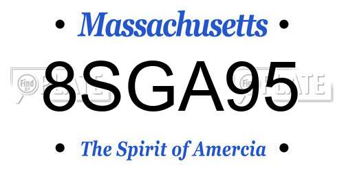 8SGA95 Massachusetts License Plate