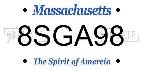8SGA98 Massachusetts License Plate